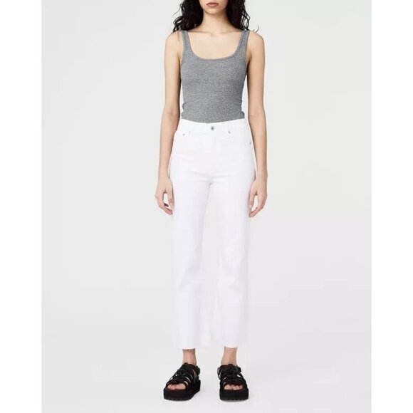 NWT Rag & Bone Nina High-Rise Ankle Flare Womens White Jeans Size 26 Raw Hem - Picture 1 of 15